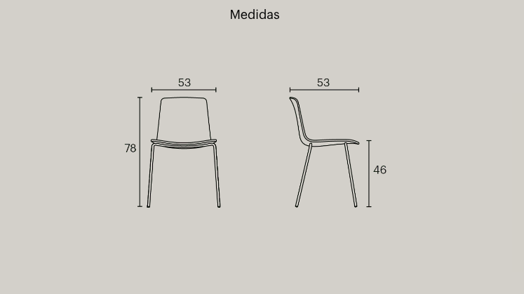 Medidas de la silla Lottus de Enea en Amueblarent para alquilar
