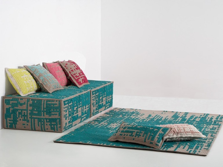 Puff Canevas turquesa en Amueblarent